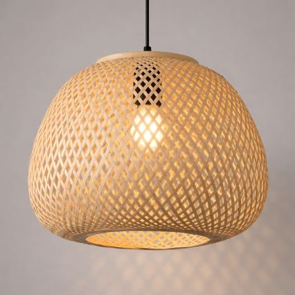 Lampa wisząca na lince PETRA 1xE27/15W/230V bambusowa
