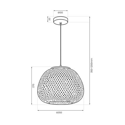 Lampa wisząca na lince PETRA 1xE27/15W/230V bambusowa