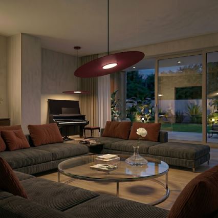 Lampa wisząca na lince PIATTO 1xGX53/15W/230V Ø 55 cm bordowa