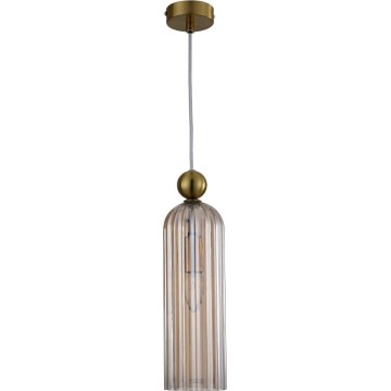 Lampa wisząca na lince PIEGA 1xE14/40W/230V mosiężny/przydymiony beż