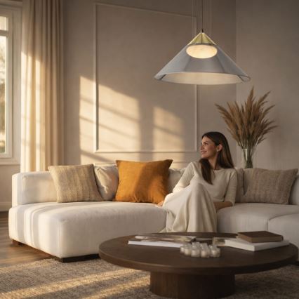 Lampa wisząca na lince PRESTO 1xGX53/10W/230V śr. 50 cm złota/przydymiona szara