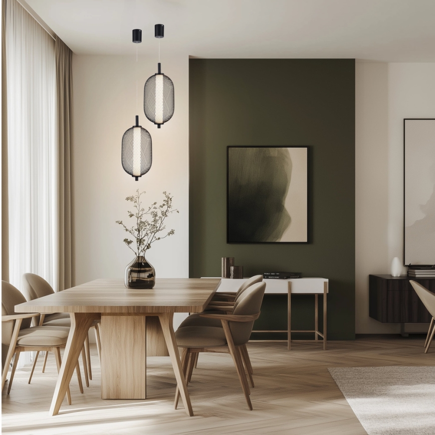 Lampa wisząca na lince PUMA LED/10W/230V śr. 15 cm czarna