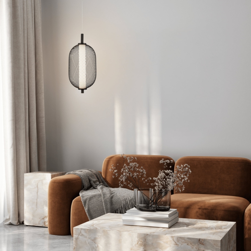 Lampa wisząca na lince PUMA LED/10W/230V śr. 15 cm czarna