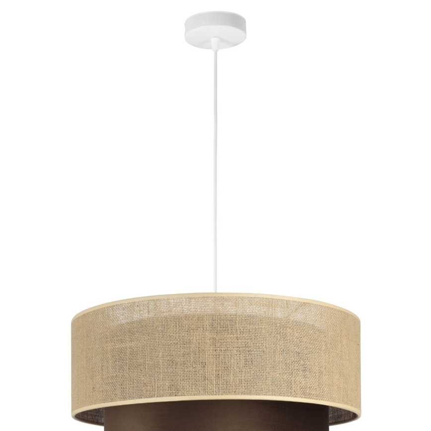 Lampa wisząca na lince SARTA 1xE27/60W/230V śr. 45 cm brązowy/juta