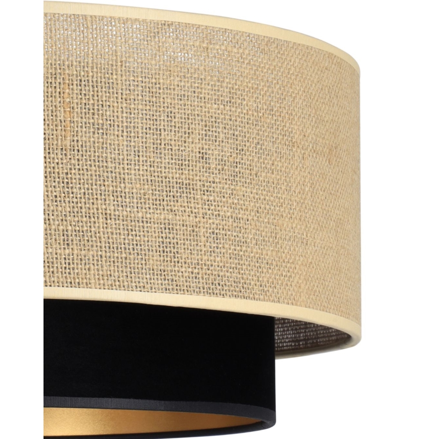 Lampa wisząca na lince SARTA 1xE27/60W/230V, średnica 45 cm, czarna/juta