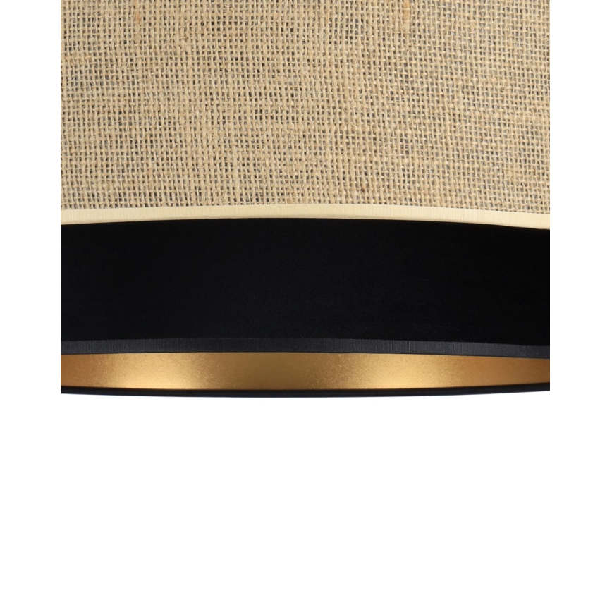 Lampa wisząca na lince SARTA 1xE27/60W/230V, średnica 45 cm, czarna/juta