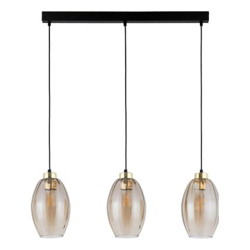 Lampa wisząca na lince SEBO 3xE27/15W/230V czarny/dymny beż