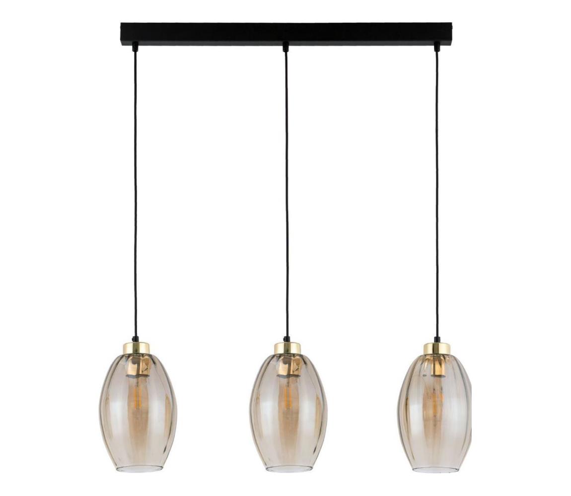 Lampa wisząca na lince SEBO 3xE27/15W/230V czarny/dymny beż