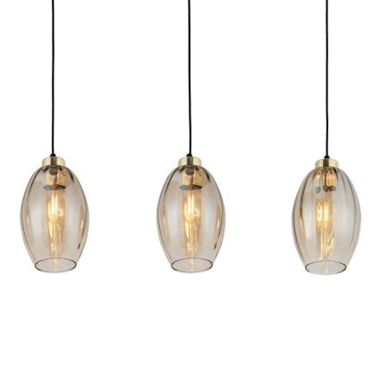 Lampa wisząca na lince SEBO 3xE27/15W/230V czarny/dymny beż