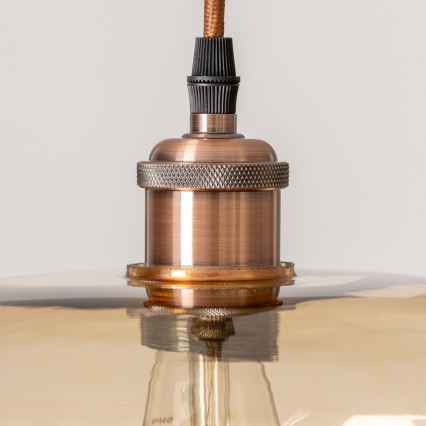 Lampa wisząca na lince SEVENTIES E27/60W/230V dymna/brązowa