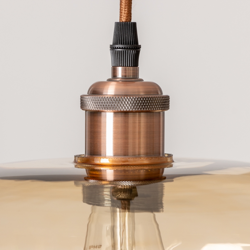 Lampa wisząca na lince SEVENTIES E27/60W/230V dymna/brązowa