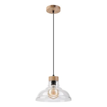 Lampa wisząca na lince SINGLE 1xE27/60W/230V, śr. 28 cm, dąb