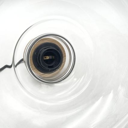 Lampa wisząca na lince SINGLE 1xE27/60W/230V, śr. 28 cm, dąb