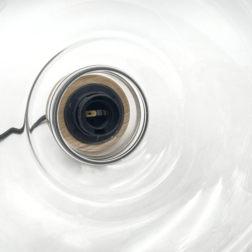 Lampa wisząca na lince SINGLE 1xE27/60W/230V, śr. 28 cm, dąb