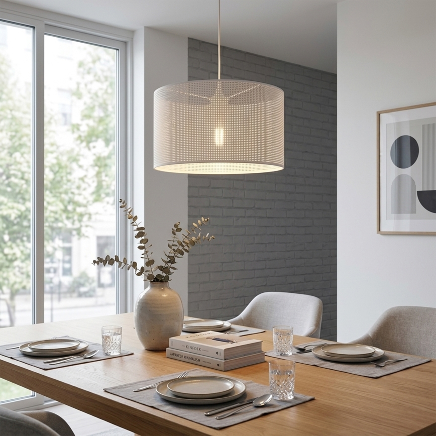 Lampa wisząca na lince SIRJA PLISADO 1xE27/15W/230V śr. 35 cm biała