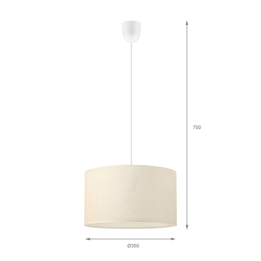 Lampa wisząca na lince SIRJA PLISADO 1xE27/15W/230V, średnica 35 cm, kremowa