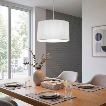 Lampa wisząca na lince SIRJA PLISADO 1xE27/15W/230V Ø 35 cm biała