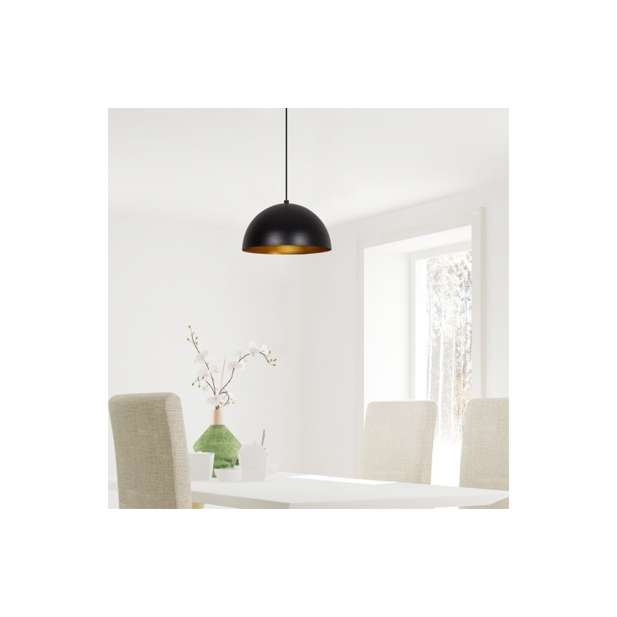 Lampa wisząca na lince SIVANI 1xE27/40W/230V Ø 30 cm czarna/miedziana