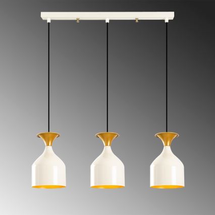 Lampa wisząca na lince SIVANI 3xE27/40W/230V biała/miedziana