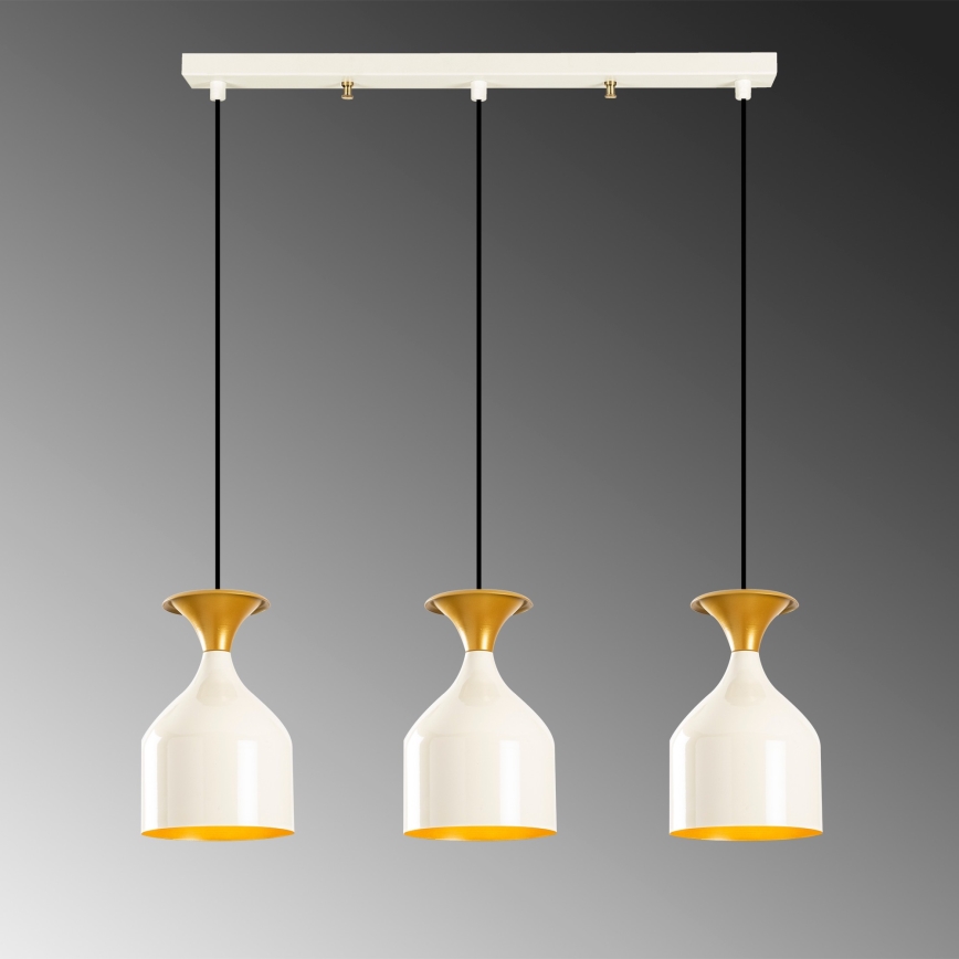 Lampa wisząca na lince SIVANI 3xE27/40W/230V biała/miedziana