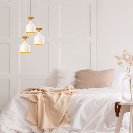 Lampa wisząca na lince SIVANI 3xE27/40W/230V biała/miedziana