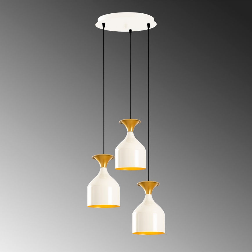 Lampa wisząca na lince SIVANI 3xE27/40W/230V biała/miedziana