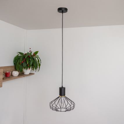 Lampa wisząca na lince SOLANO 1xE27/15W/230V czarna/złota