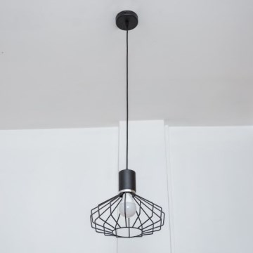 Lampa wisząca na lince SOLANO 1xE27/15W/230V czarny/błyszczący chrom