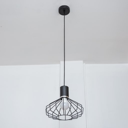 Lampa wisząca na lince SOLANO 1xE27/15W/230V czarny/błyszczący chrom