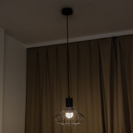 Lampa wisząca na lince SOLANO 1xE27/15W/230V czarny/błyszczący chrom