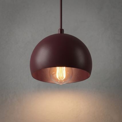 Lampa wisząca na lince SOOL 1xE27/15W/230V śr. 15 cm bordowa