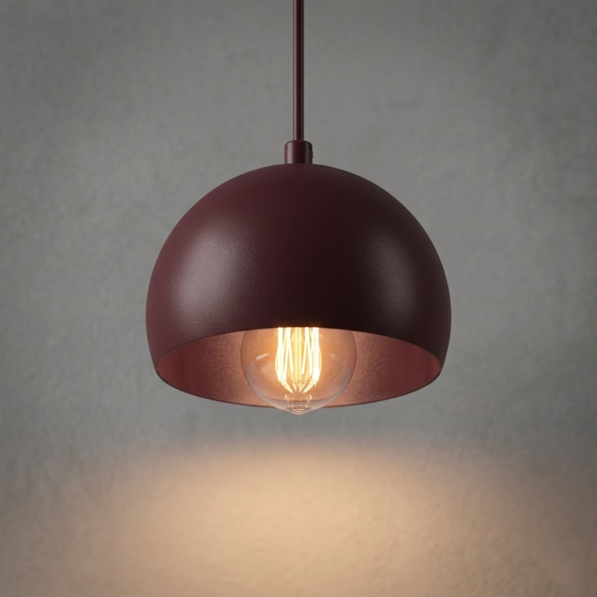 Lampa wisząca na lince SOOL 1xE27/15W/230V śr. 15 cm bordowa