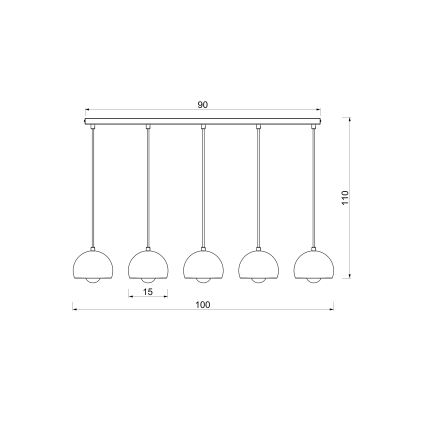 Lampa wisząca na lince SOOL 5xE27/15W/230V czarna