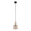 Lampa wisząca na lince SOPHIA 1xE14/10W/230V czarna/dymno-beżowa
