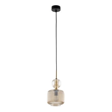 Lampa wisząca na lince SOPHIA 1xE14/10W/230V czarna/dymno-beżowa