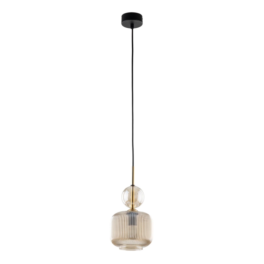 Lampa wisząca na lince SOPHIA 1xE14/10W/230V czarna/dymno-beżowa