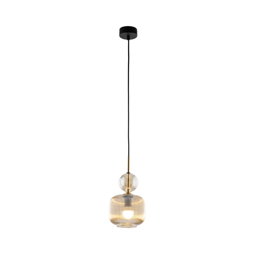 Lampa wisząca na lince SOPHIA 1xE14/10W/230V czarna/dymno-beżowa