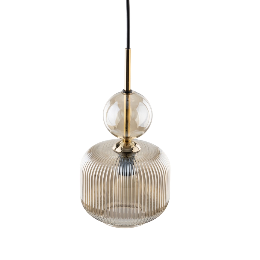 Lampa wisząca na lince SOPHIA 1xE14/10W/230V czarna/dymno-beżowa