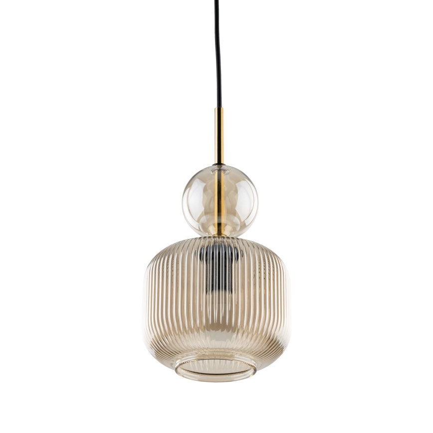 Lampa wisząca na lince SOPHIA 1xE14/10W/230V czarna/dymno-beżowa