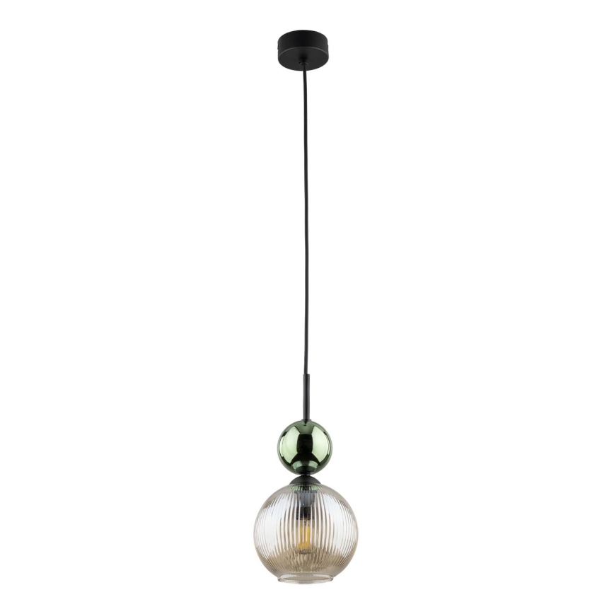 Lampa wisząca na lince SOPHIA 1xE14/10W/230V czarny/zielony/przydymiony beżowy