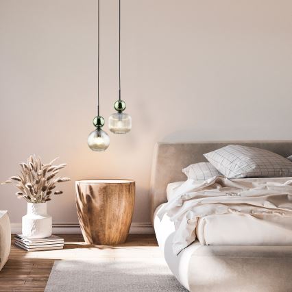 Lampa wisząca na lince SOPHIA 1xE14/10W/230V czarny/zielony/przydymiony beżowy