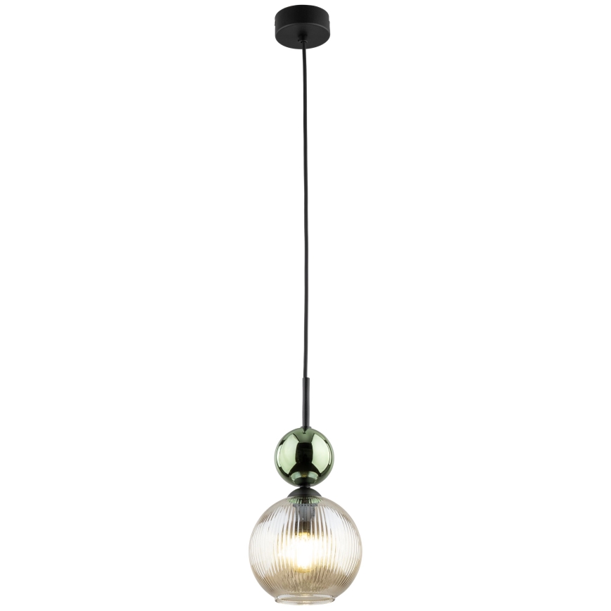 Lampa wisząca na lince SOPHIA 1xE14/10W/230V czarny/zielony/przydymiony beżowy