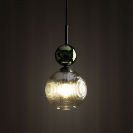 Lampa wisząca na lince SOPHIA 1xE14/10W/230V czarny/zielony/przydymiony beżowy