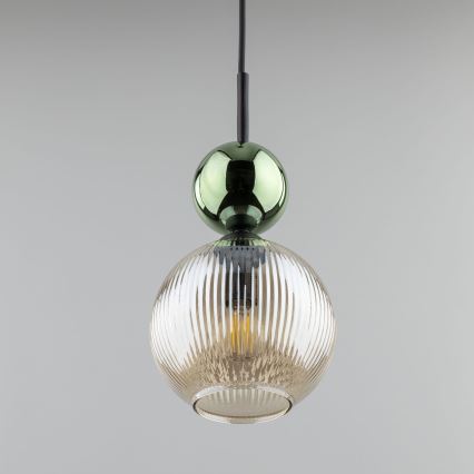 Lampa wisząca na lince SOPHIA 1xE14/10W/230V czarny/zielony/przydymiony beżowy