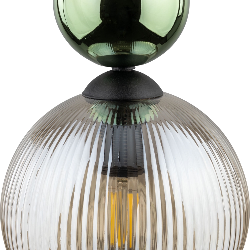 Lampa wisząca na lince SOPHIA 1xE14/10W/230V czarny/zielony/przydymiony beżowy