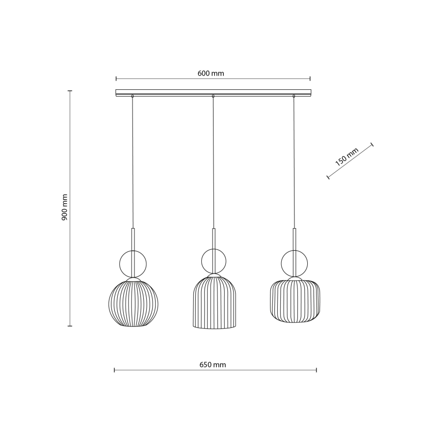 Lampa wisząca na lince SOPHIA 3xE14/10W/230V czarny/dymny beżowy