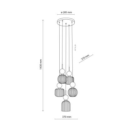 Lampa wisząca na lince SOPHIA 5xE14/10W/230V czarna/zielona/dymna beżowa