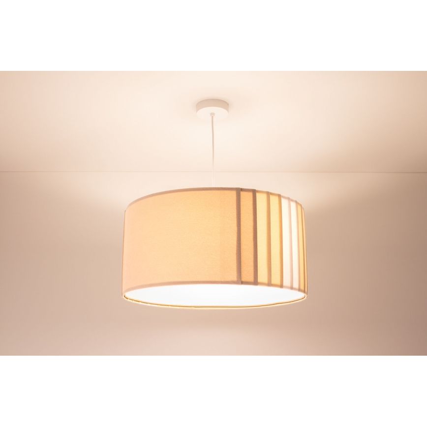 Lampa wisząca na lince STRIPES 1xE27/60W/230V śr. 60 cm beżowa