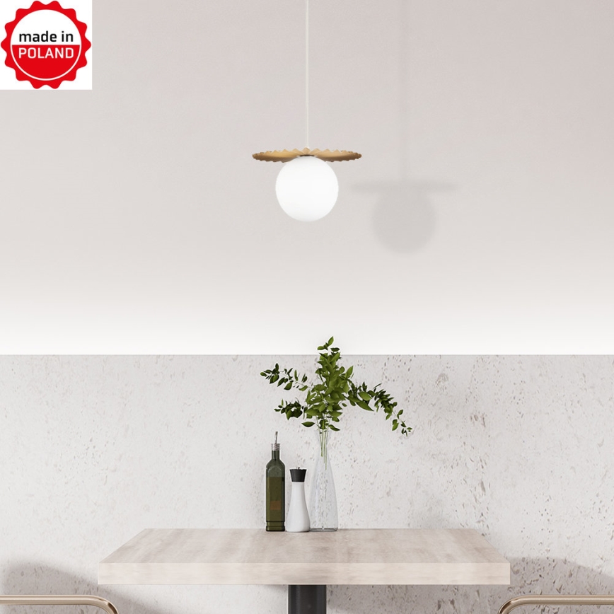 Lampa wisząca na lince SUNPLISS 1xG9/10W/230V Ø 20 cm złota/kremowa