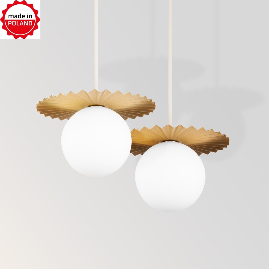 Lampa wisząca na lince SUNPLISS 1xG9/10W/230V Ø 20 cm złota/kremowa